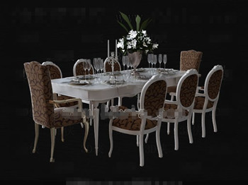 White long-shaped dining table combination