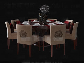 Chinese style wooden round dining table
