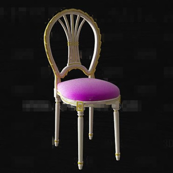 Purple seat white wooden chair