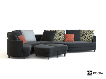 Gray and black fabric combination sofa