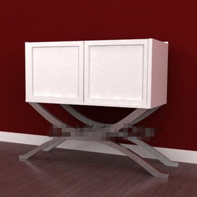 White curved legs two-door cabinet