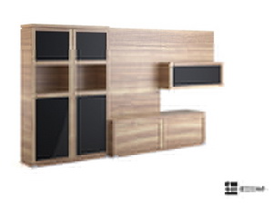 Multi-function wood color TV cabinet
