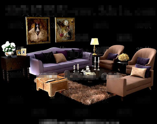 Gorgeous purple sofa combination