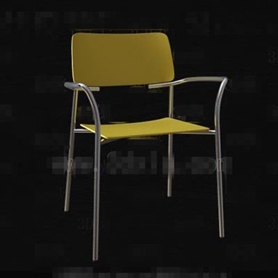 Fashion pale yellow metal legs chair
