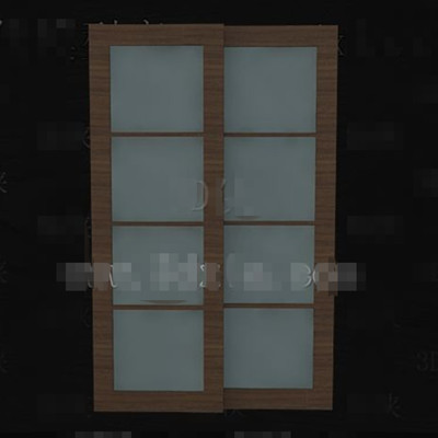 Wooden glass horizontal pull double doors