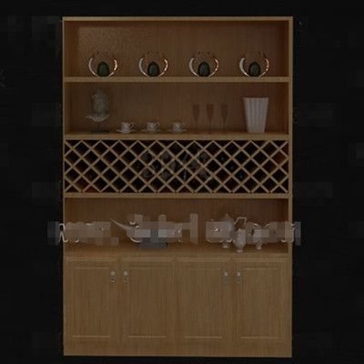 Four layers wooden wine cabinet
