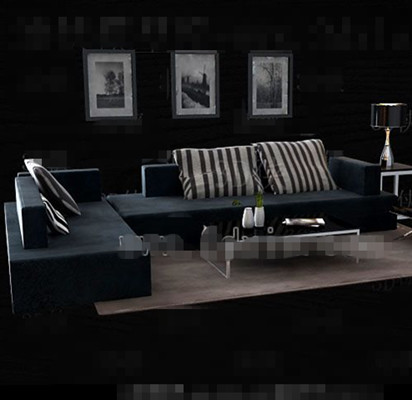 Dark blue fabric sofa combination