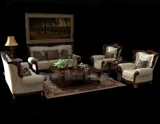 European-style wooden fabric sofa combination