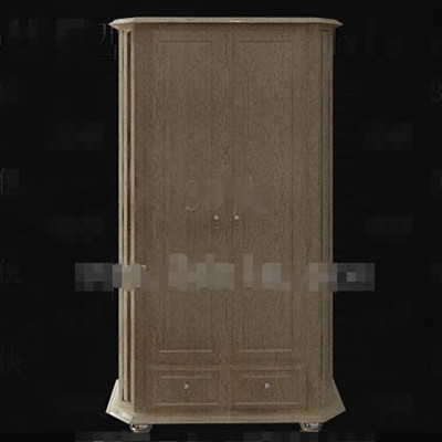 Simple wooden two-door wardrobe