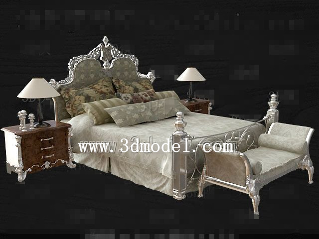 European style silver gray double bed
