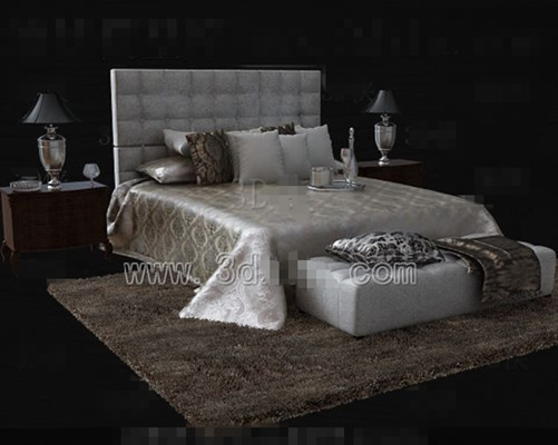 Silver brown luxury double bed