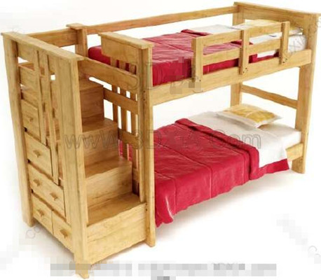 Red timber double Children Bed