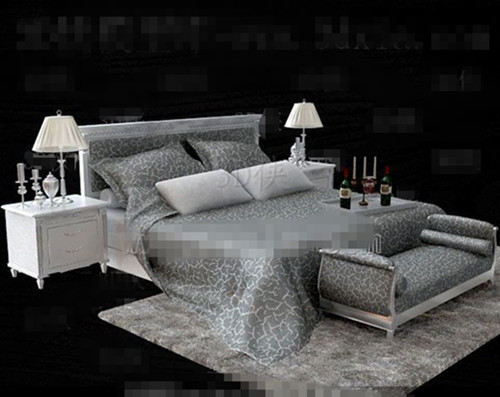 Silver European minimalist double bed