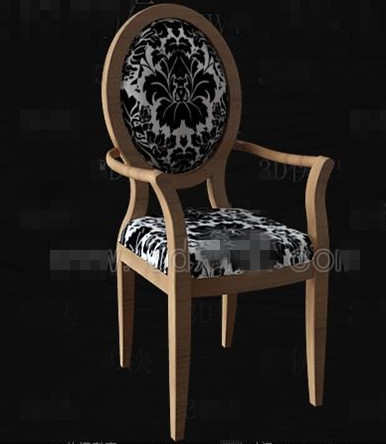 Black and white fabric wooden chair