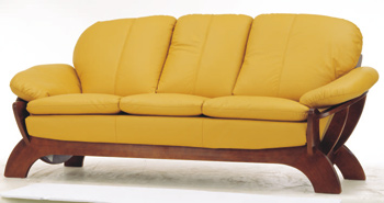 European-style yellow leather sofa