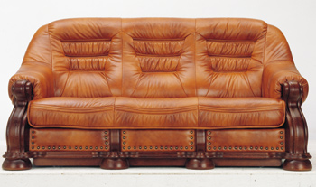 Modern Brown three seats leather sofa