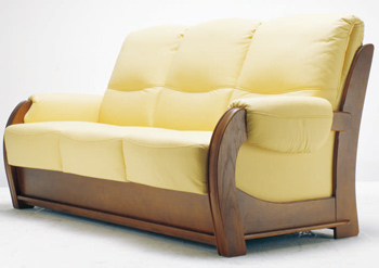European-style three seats yellow sofa