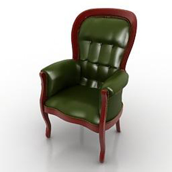 Retro green leather sofa 3D model