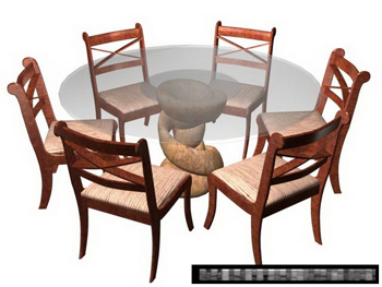 Combination of open-air yard tables and chairs 3D Model