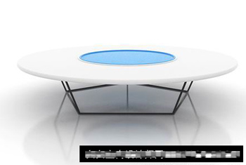 Modern and simple white, blue and round-table 3D Model
