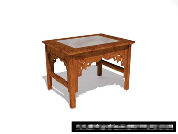 3D Model of Chinese wood bench