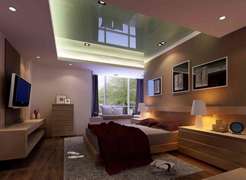 Glass ceiling spotlights surrounded bedroom