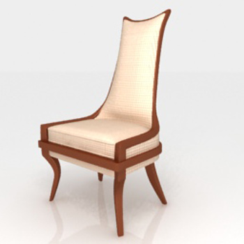 Single high-back wooden chair 3D Model