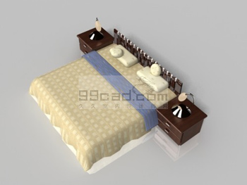 Simple Home Double bed 3D Model Download