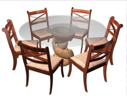 Round glass dining table and chairs