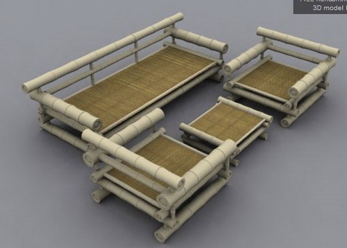 A combination of bamboo sofa