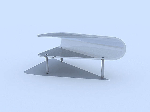 Pure white glass fashionable tea table 3D models