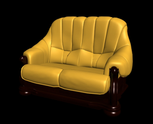 Restore ancient ways classic yellow double leather sofa 3D models