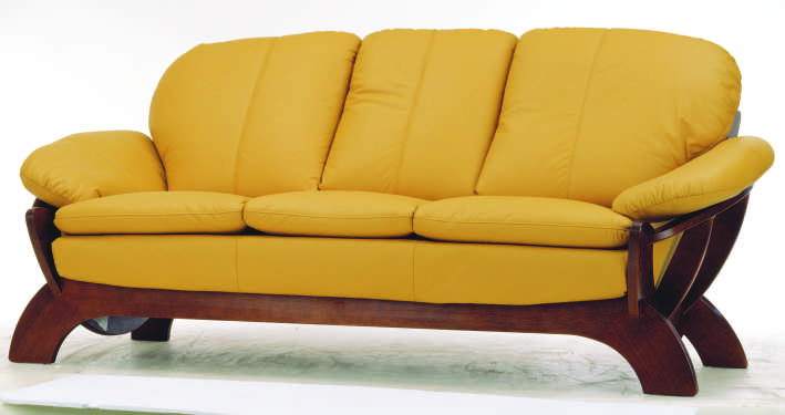 Contracted cloth art sofa wood bottom yellow three 3D models