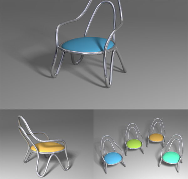 Streamlined small chair 3D models