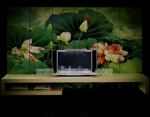 Chinese style lotus pond screen TV wall