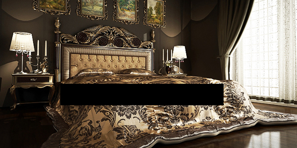 Beautiful luxury European bed 3D model (including materials)