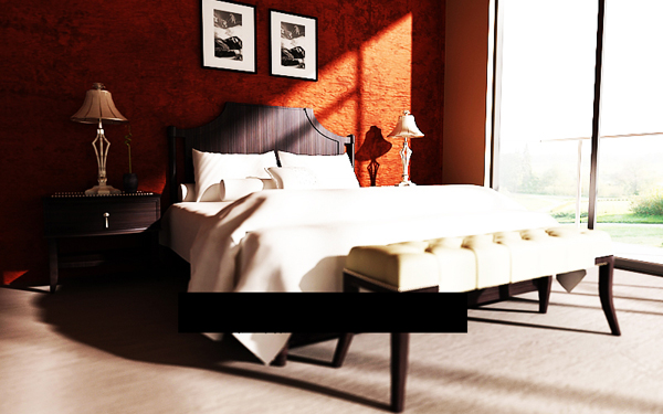 Under the setting sun dipped 3D model of the traditional wooden beds (including materials)