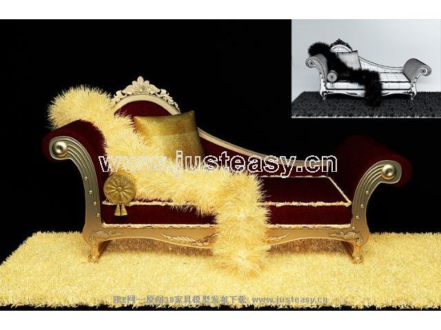 3D Model of luxury chaise longue (including materials)
