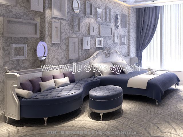 Furniture sofa and bed 3D model (including materials)