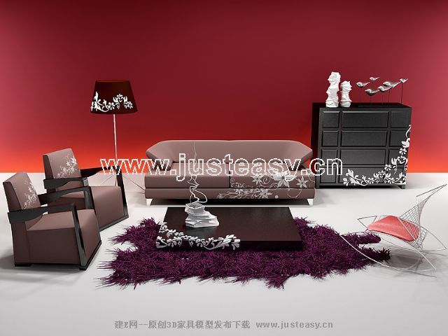 Combination of personalized 3D model of sofa signature patterns (including materials)