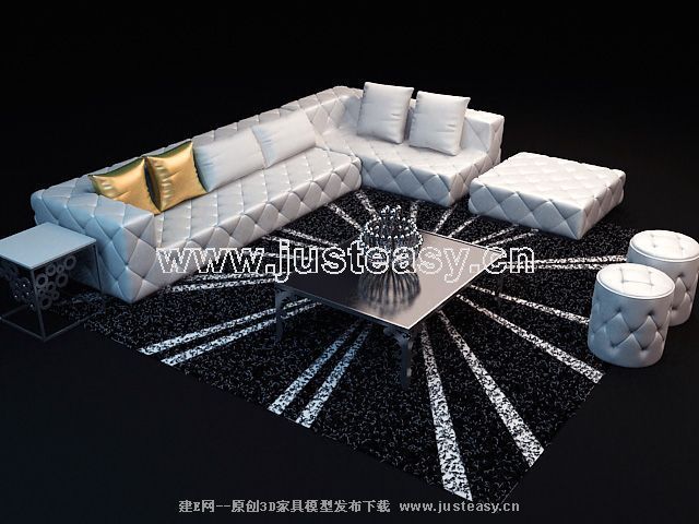 Stylish sofa combination of 3D models (including materials)