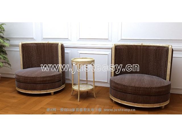 Circular sofa 3D model (including materials)