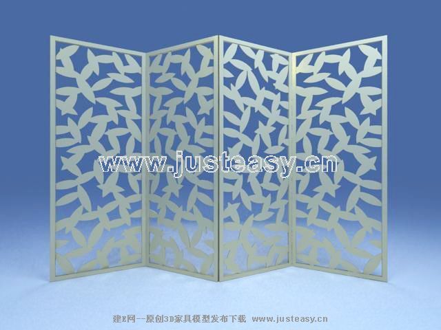 Leaf-type wooden screen 3D model (including materials)
