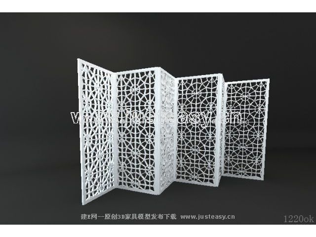 White six furnishings screen 3D model (including materials)