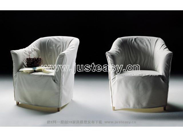 Modern sofa 3D Model of white cloth (including materials)