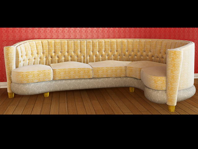 Yellow cloth sofa 3D model people (including materials)