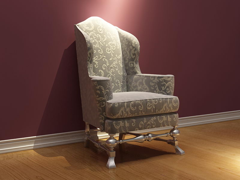 European pattern leisure chair 3D model (including materials)