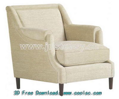 Beige sofa chair high pad single 3D model (including materials)