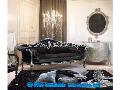 Luxury European-style palace deep sofa 3D model (including materials)