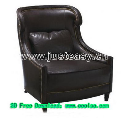 Black leather sofa 3D model (including materials)